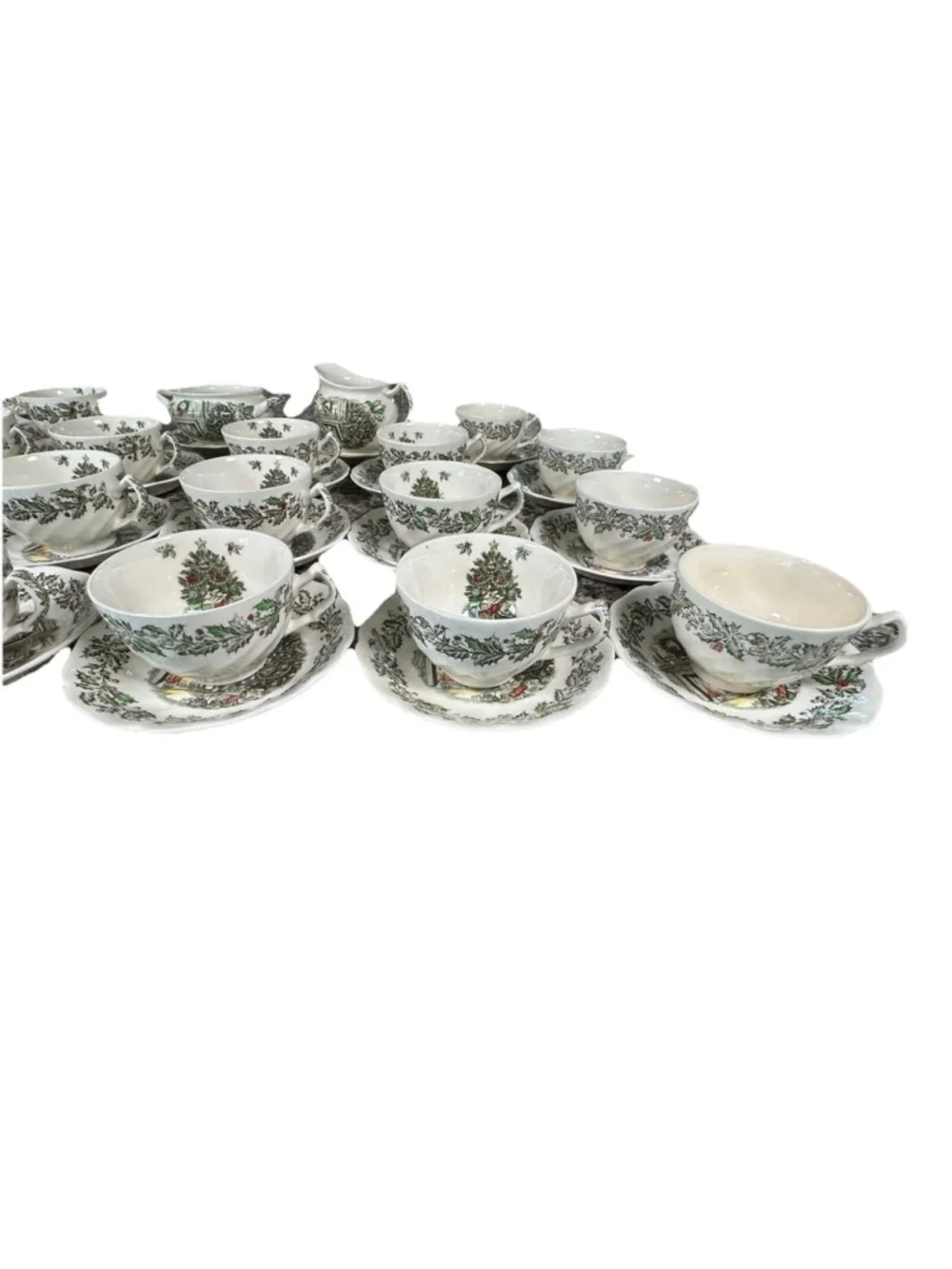 VTG Johnson Brothers England Merry Christmas Tea Cups & Saucers Etc. Set Of 20